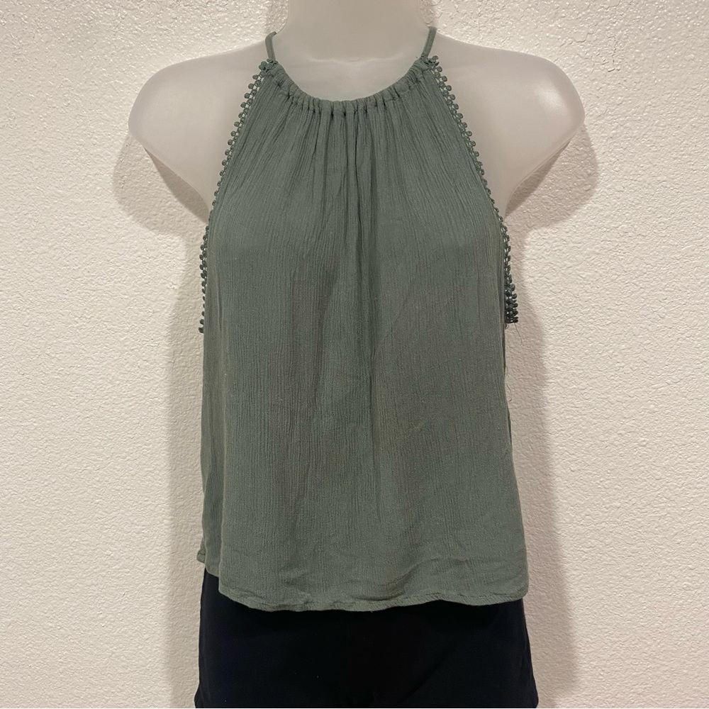 h&m green halter sleeveless tank top shirt blouse